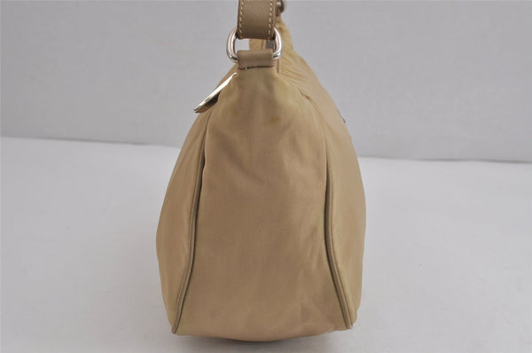 Authentic PRADA Nylon Tessuto Saffiano Leather Shoulder Hand Bag Beige 5480J