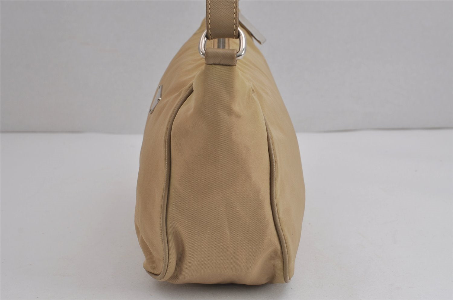 Authentic PRADA Nylon Tessuto Saffiano Leather Shoulder Hand Bag Beige 5480J