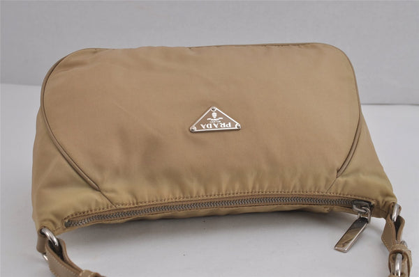 Authentic PRADA Nylon Tessuto Saffiano Leather Shoulder Hand Bag Beige 5480J