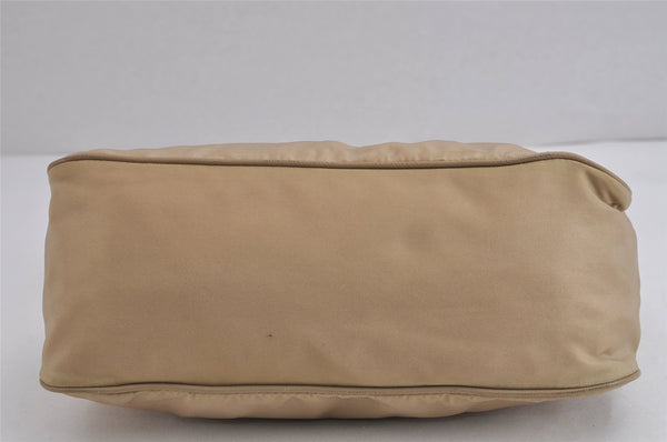 Authentic PRADA Nylon Tessuto Saffiano Leather Shoulder Hand Bag Beige 5480J