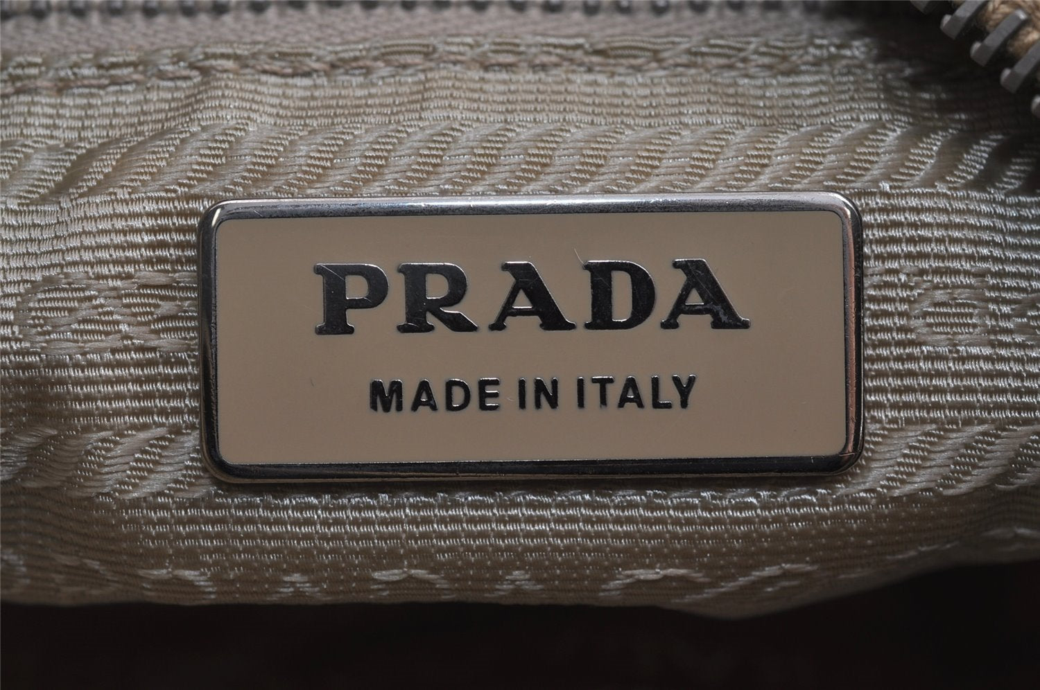 Authentic PRADA Nylon Tessuto Saffiano Leather Shoulder Hand Bag Beige 5480J