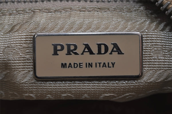 Authentic PRADA Nylon Tessuto Saffiano Leather Shoulder Hand Bag Beige 5480J