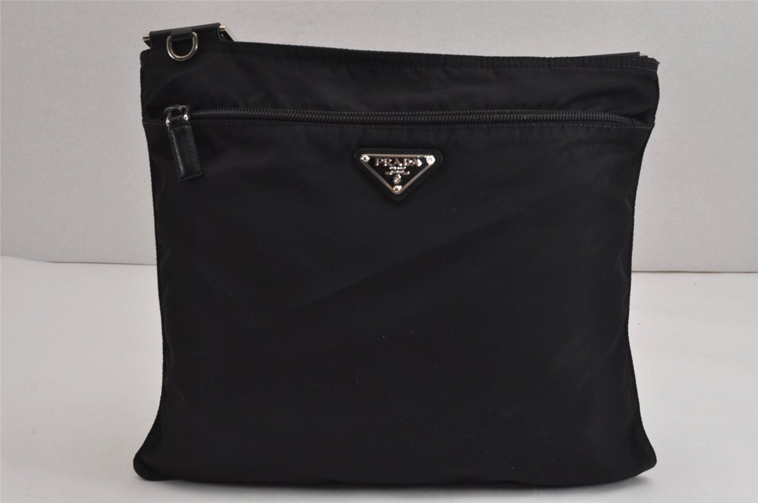 Authentic PRADA Nylon Tessuto Leather Shoulder Cross Body Bag Purse Black 5481J
