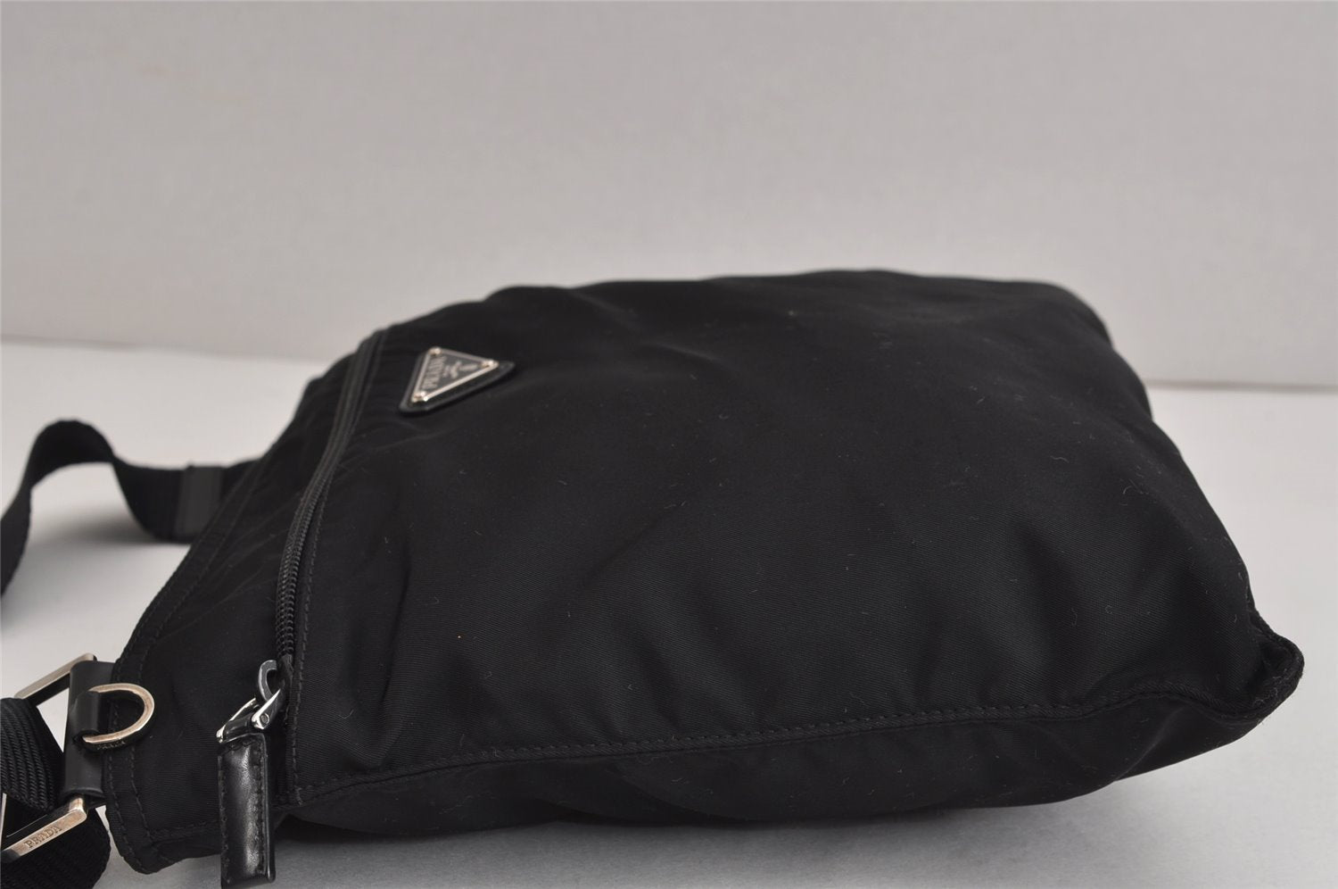 Authentic PRADA Nylon Tessuto Leather Shoulder Cross Body Bag Purse Black 5481J