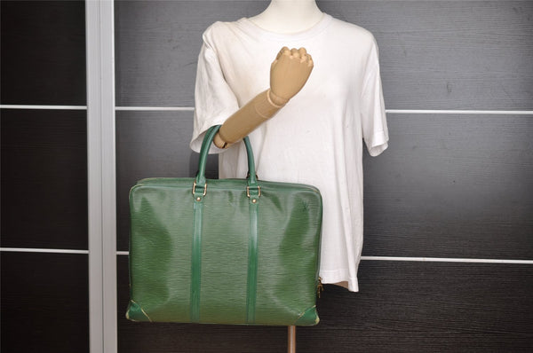 Authentic Louis Vuitton Epi Porte Documents Voyage Briefcase M54474 Green  5482I