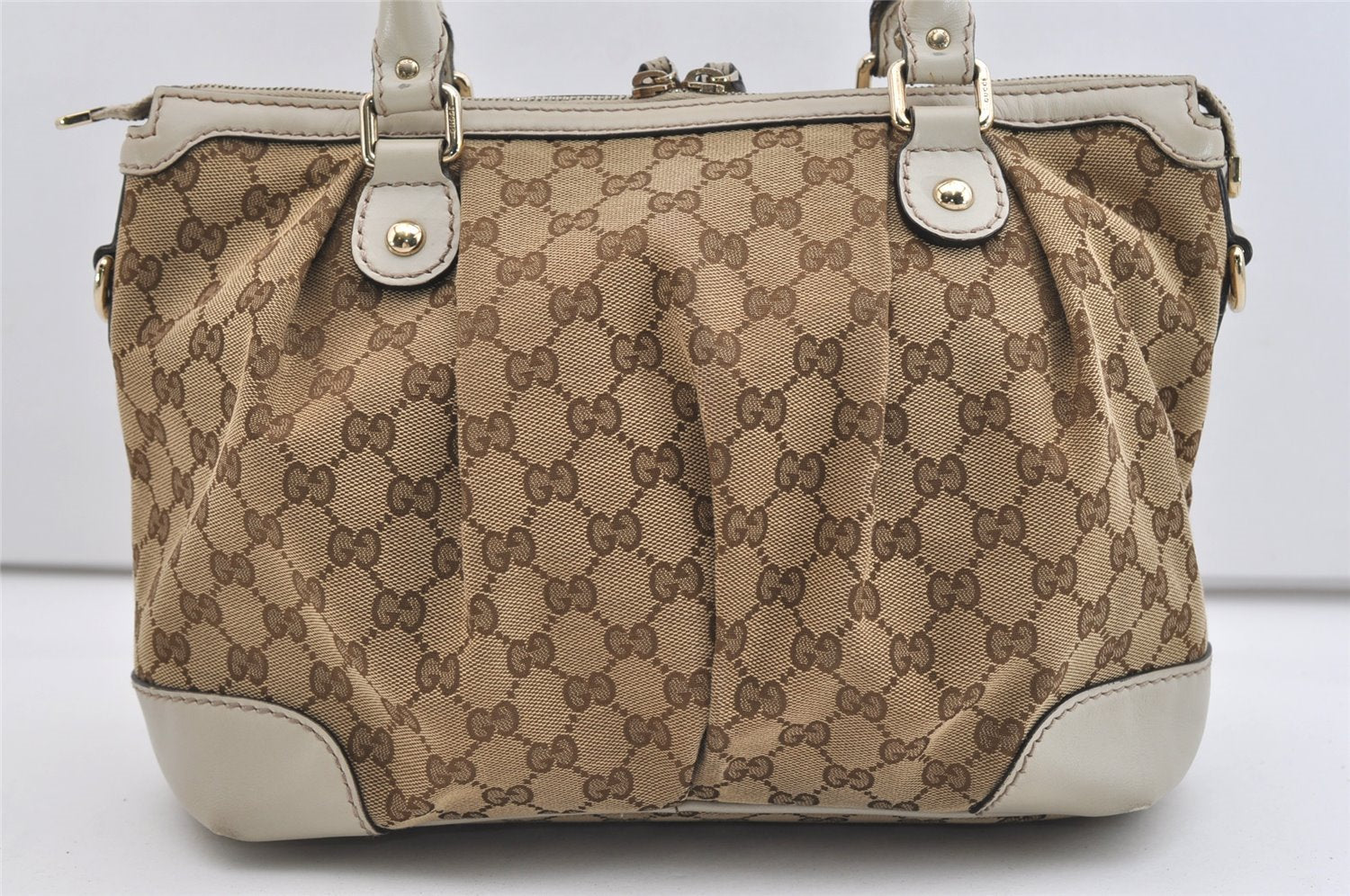 Authentic GUCCI Sukey 2Way Tote Bag GG Canvas Leather 247902 Brown 5483J