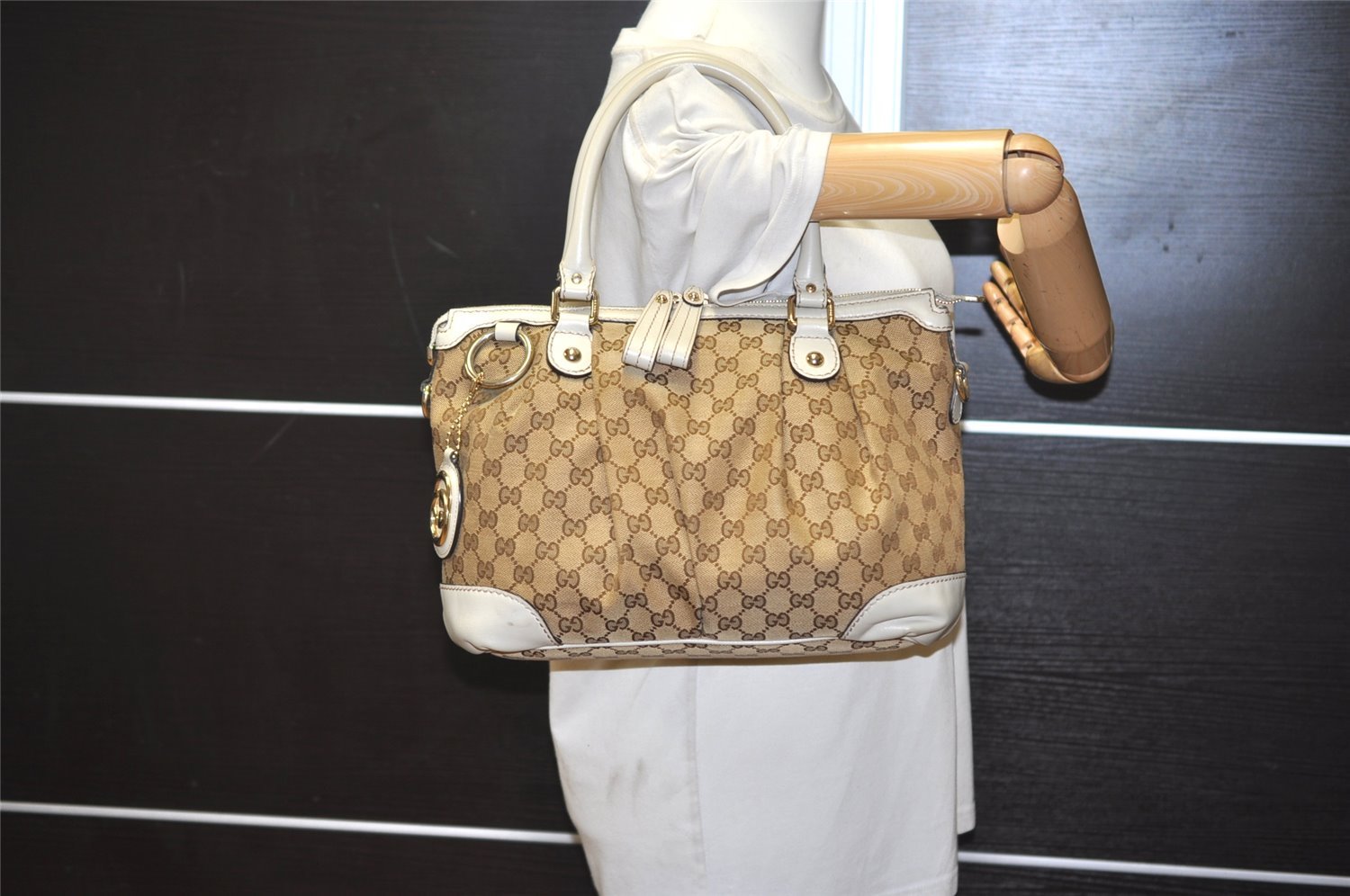 Authentic GUCCI Sukey 2Way Tote Bag GG Canvas Leather 247902 Brown 5483J