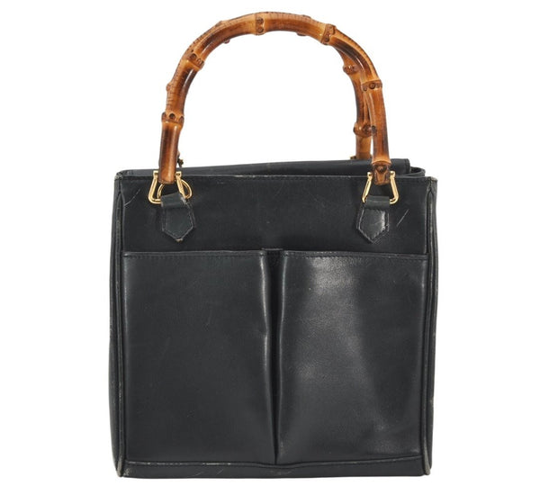 Authentic GUCCI Bamboo 2Way Hand Shoulder Bag Purse Leather Green Junk 5484K