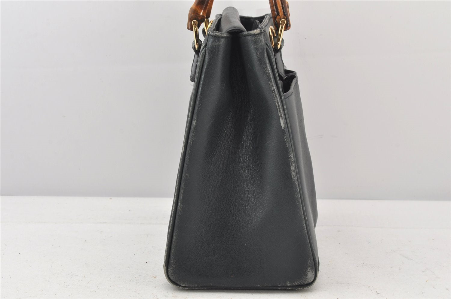 Authentic GUCCI Bamboo 2Way Hand Shoulder Bag Purse Leather Green Junk 5484K