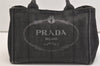Authentic PRADA Vintage Canapa SS Denim 2Way Shoulder Hand Bag Purse Gray 5485J