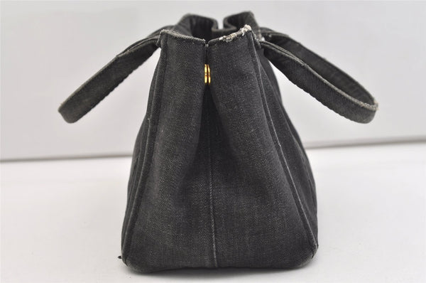 Authentic PRADA Vintage Canapa SS Denim 2Way Shoulder Hand Bag Purse Gray 5485J