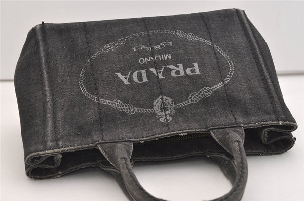 Authentic PRADA Vintage Canapa SS Denim 2Way Shoulder Hand Bag Purse Gray 5485J