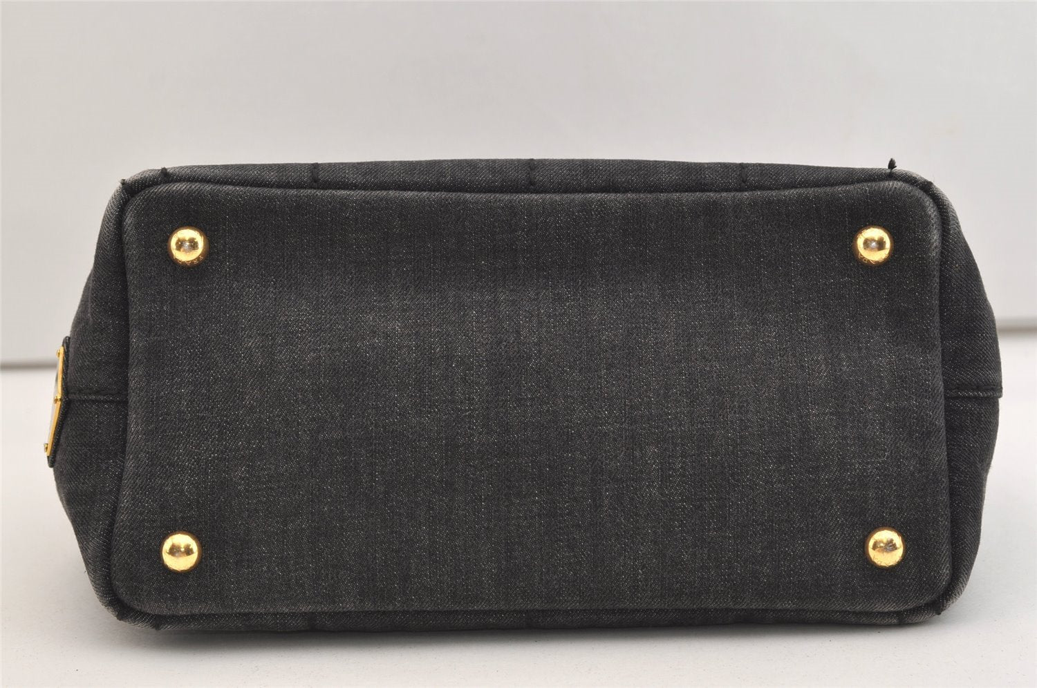 Authentic PRADA Vintage Canapa SS Denim 2Way Shoulder Hand Bag Purse Gray 5485J