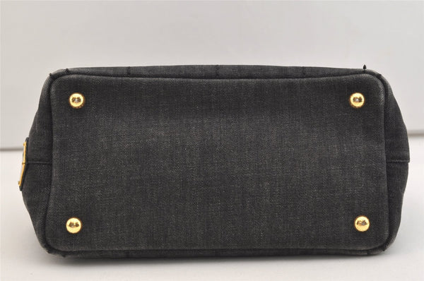 Authentic PRADA Vintage Canapa SS Denim 2Way Shoulder Hand Bag Purse Gray 5485J