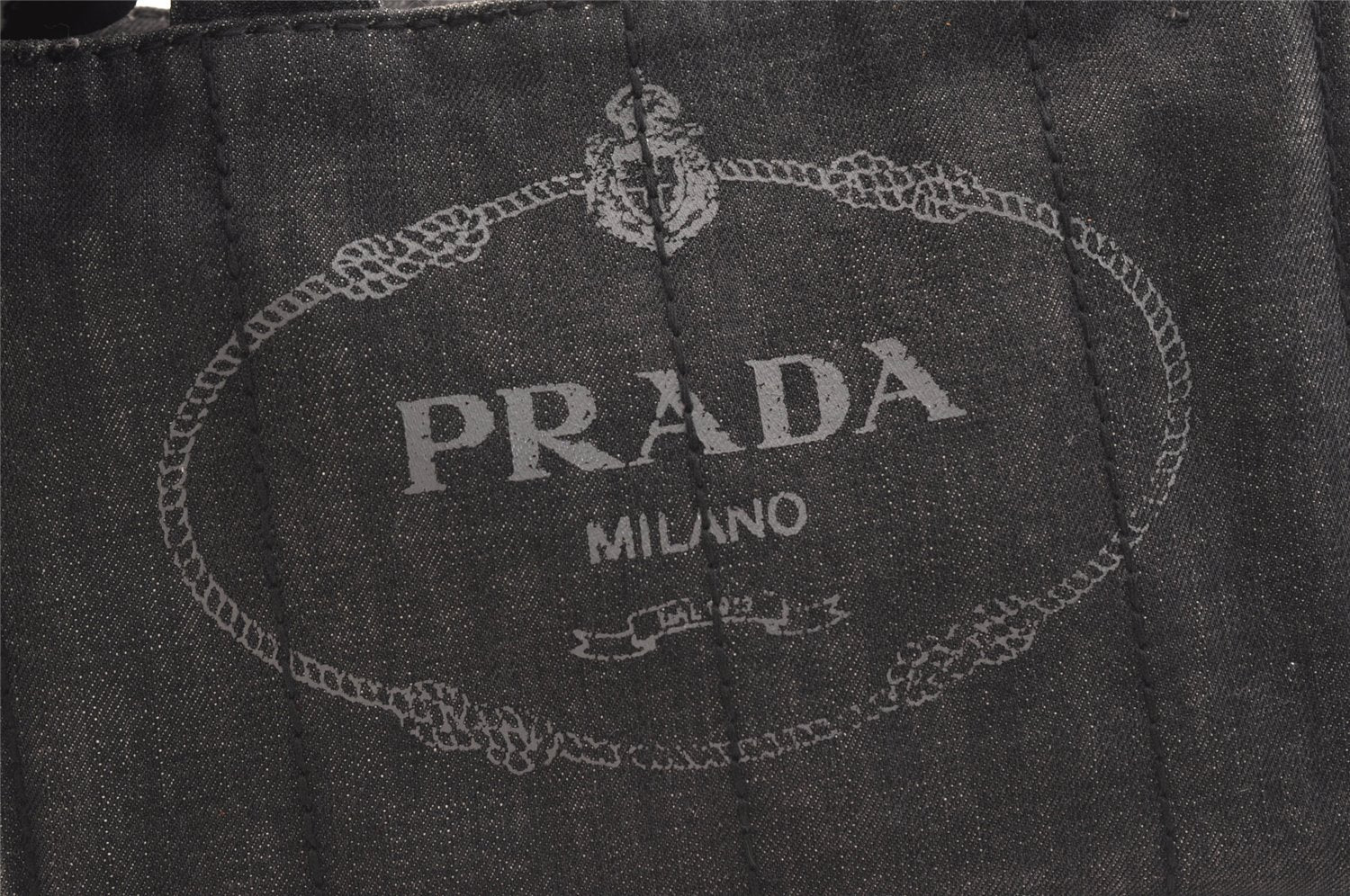 Authentic PRADA Vintage Canapa SS Denim 2Way Shoulder Hand Bag Purse Gray 5485J