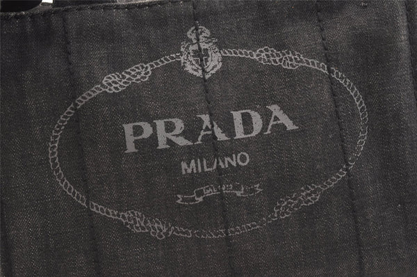 Authentic PRADA Vintage Canapa SS Denim 2Way Shoulder Hand Bag Purse Gray 5485J
