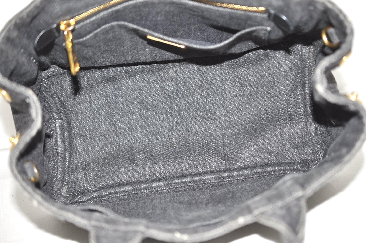 Authentic PRADA Vintage Canapa SS Denim 2Way Shoulder Hand Bag Purse Gray 5485J