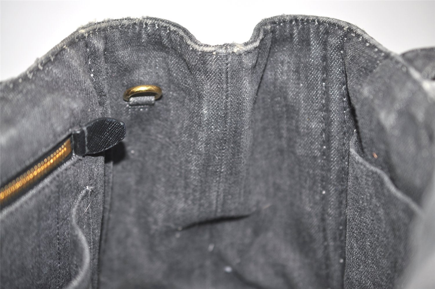 Authentic PRADA Vintage Canapa SS Denim 2Way Shoulder Hand Bag Purse Gray 5485J