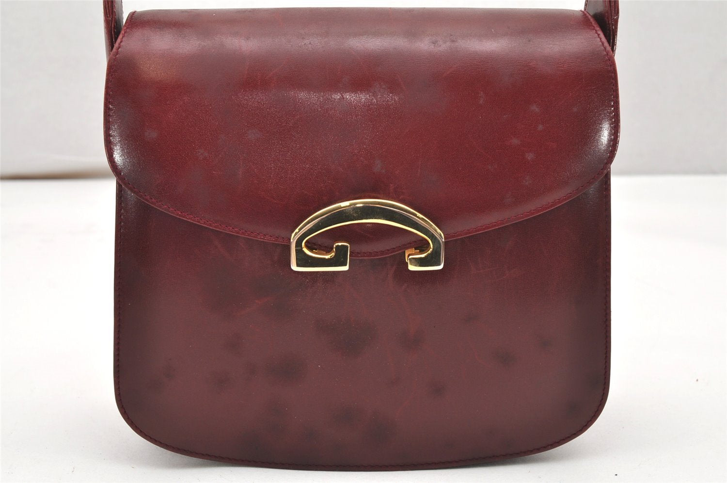 Authentic GUCCI Vintage Shoulder Cross Body Bag Purse Leather Bordeaux 5485K