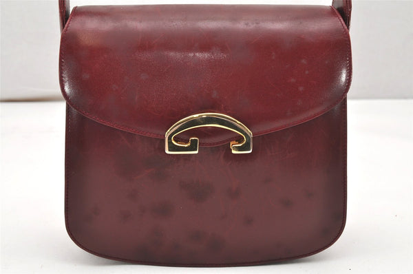 Authentic GUCCI Vintage Shoulder Cross Body Bag Purse Leather Bordeaux 5485K