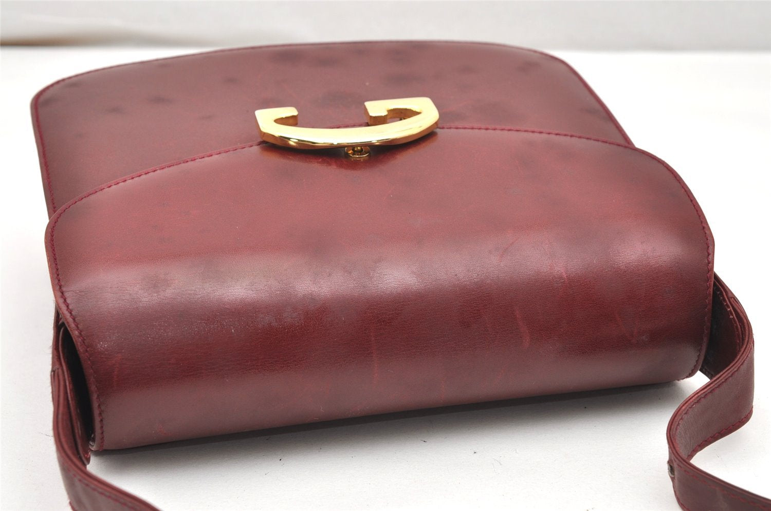 Authentic GUCCI Vintage Shoulder Cross Body Bag Purse Leather Bordeaux 5485K