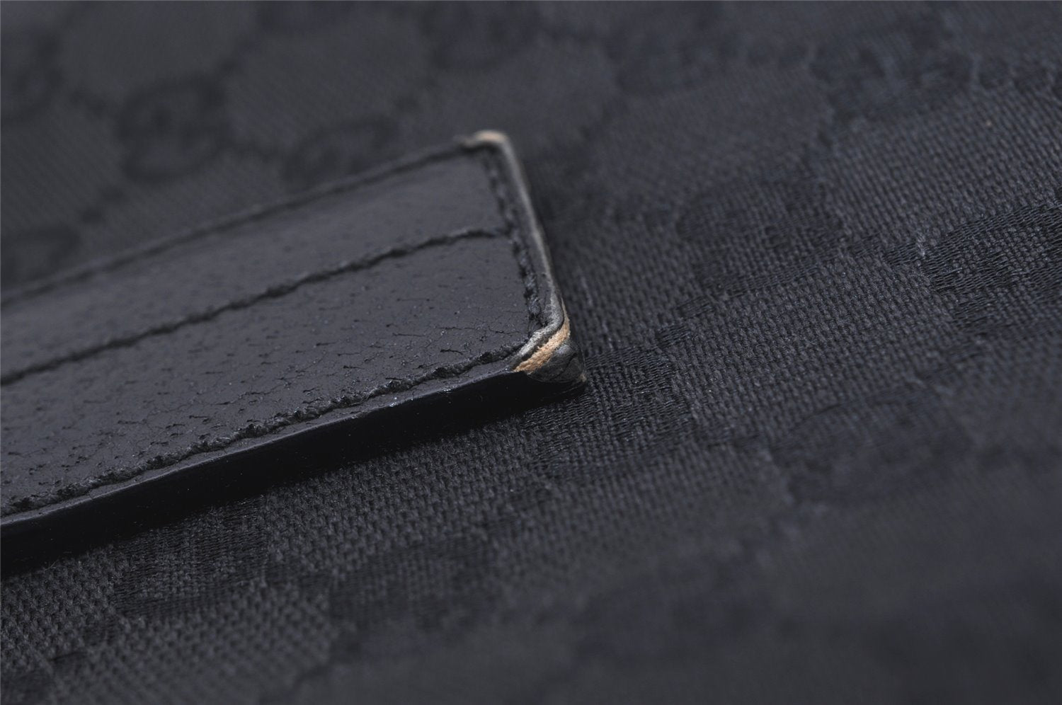 Authentic GUCCI Vintage Shoulder Tote Bag GG Canvas Leather 113017 Black 5486I