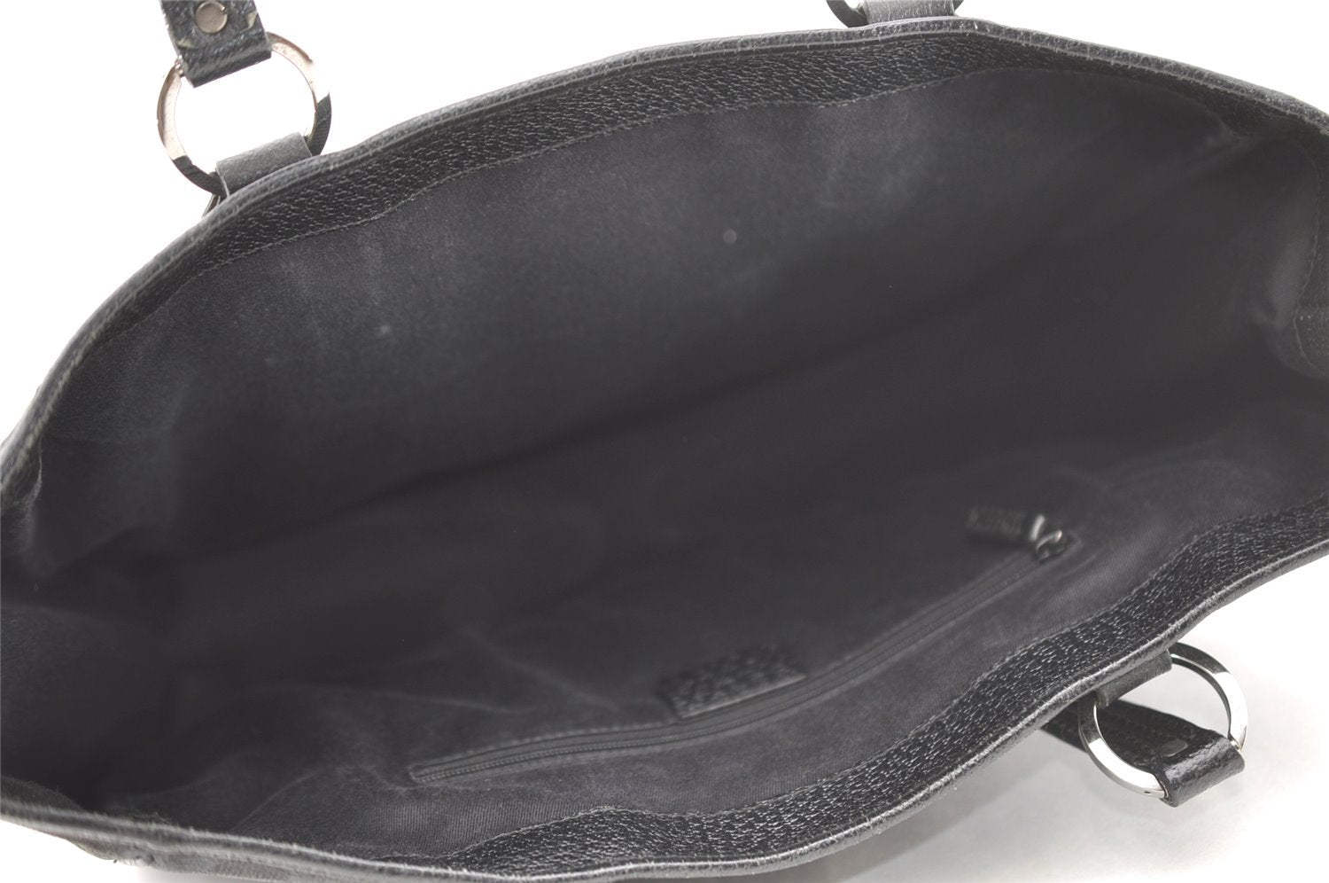 Authentic GUCCI Vintage Shoulder Tote Bag GG Canvas Leather 113017 Black 5486I