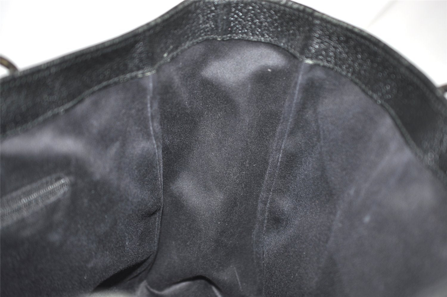 Authentic GUCCI Vintage Shoulder Tote Bag GG Canvas Leather 113017 Black 5486I