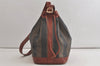 Authentic FENDI Pequin Shoulder Drawstring Bag PVC Leather Brown Black 5487K