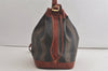 Authentic FENDI Pequin Shoulder Drawstring Bag PVC Leather Brown Black 5487K