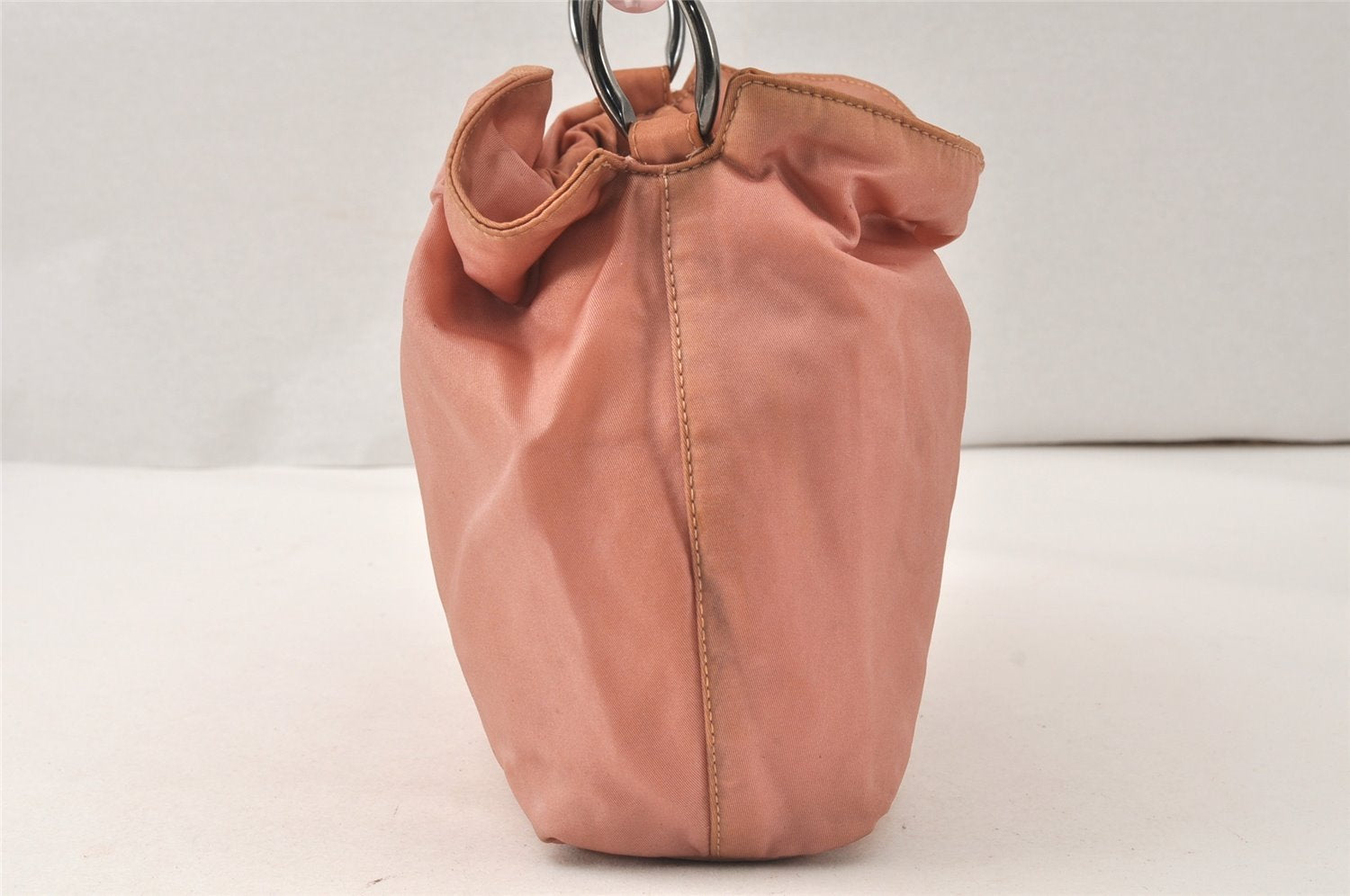 Authentic Christian Dior Maris Pearl Hand Bag Purse Nylon Pink Junk 5488K
