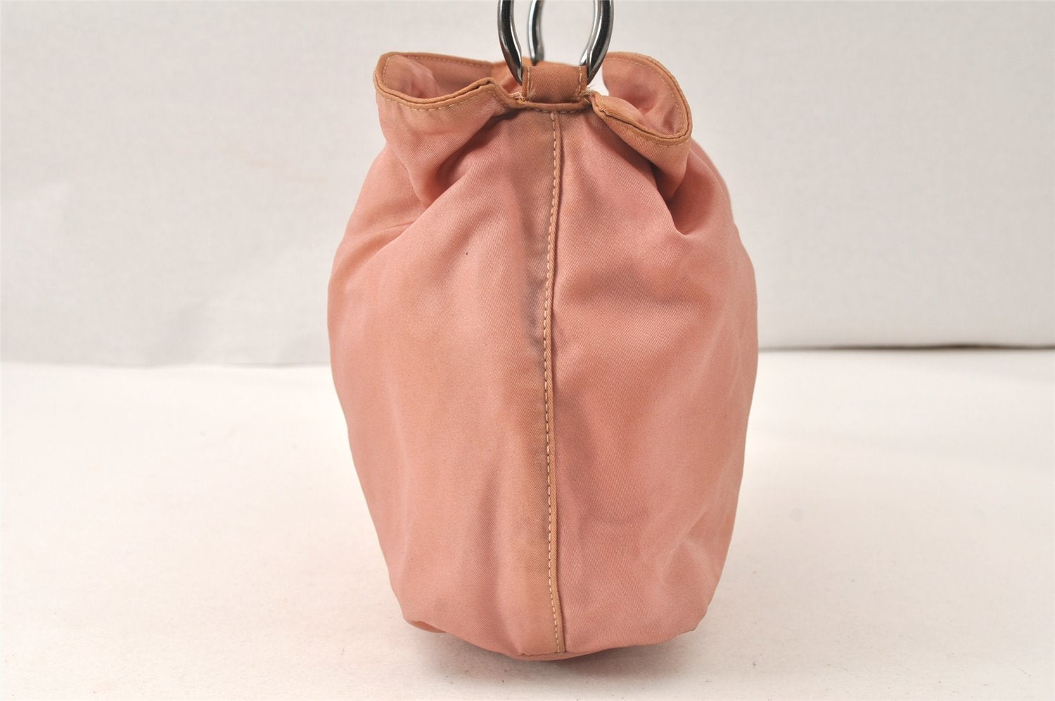 Authentic Christian Dior Maris Pearl Hand Bag Purse Nylon Pink Junk 5488K