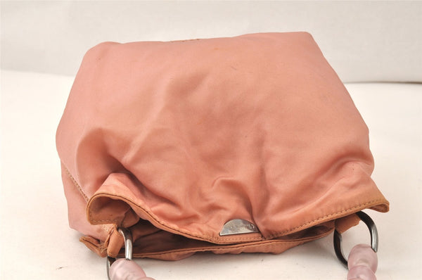 Authentic Christian Dior Maris Pearl Hand Bag Purse Nylon Pink Junk 5488K
