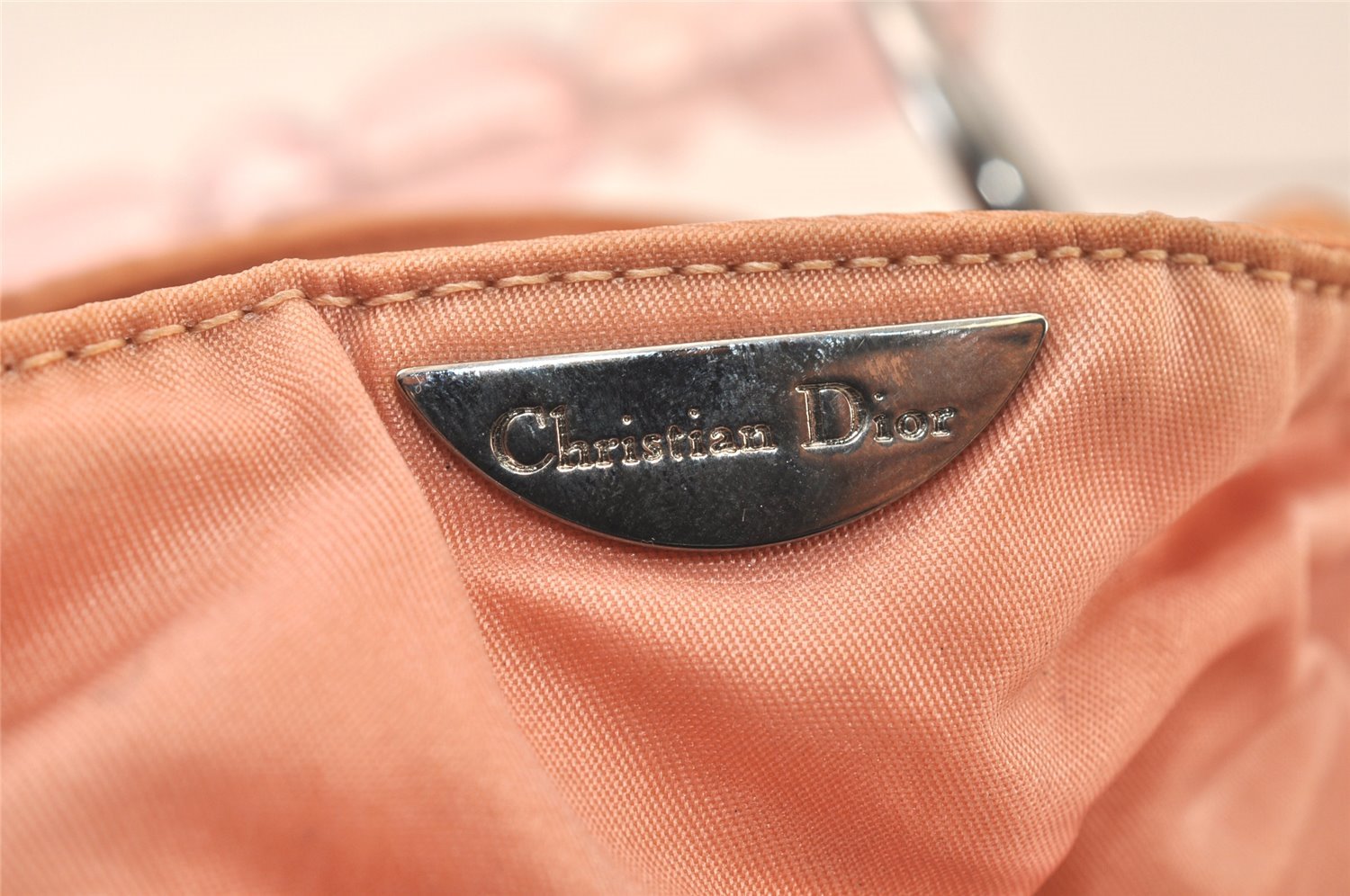 Authentic Christian Dior Maris Pearl Hand Bag Purse Nylon Pink Junk 5488K