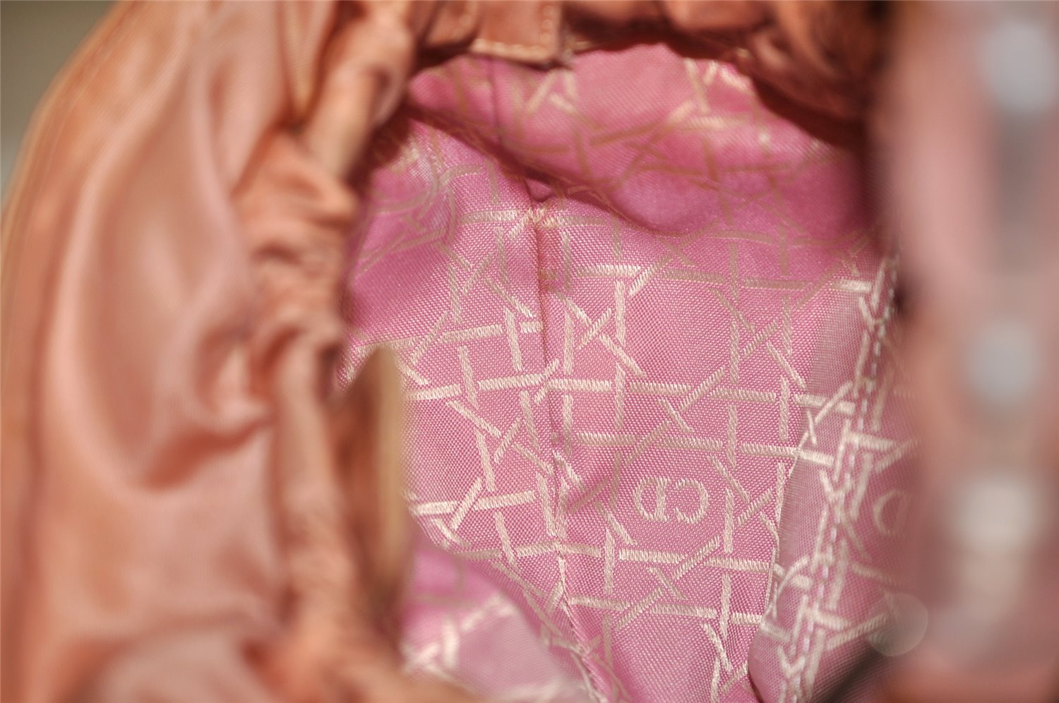 Authentic Christian Dior Maris Pearl Hand Bag Purse Nylon Pink Junk 5488K