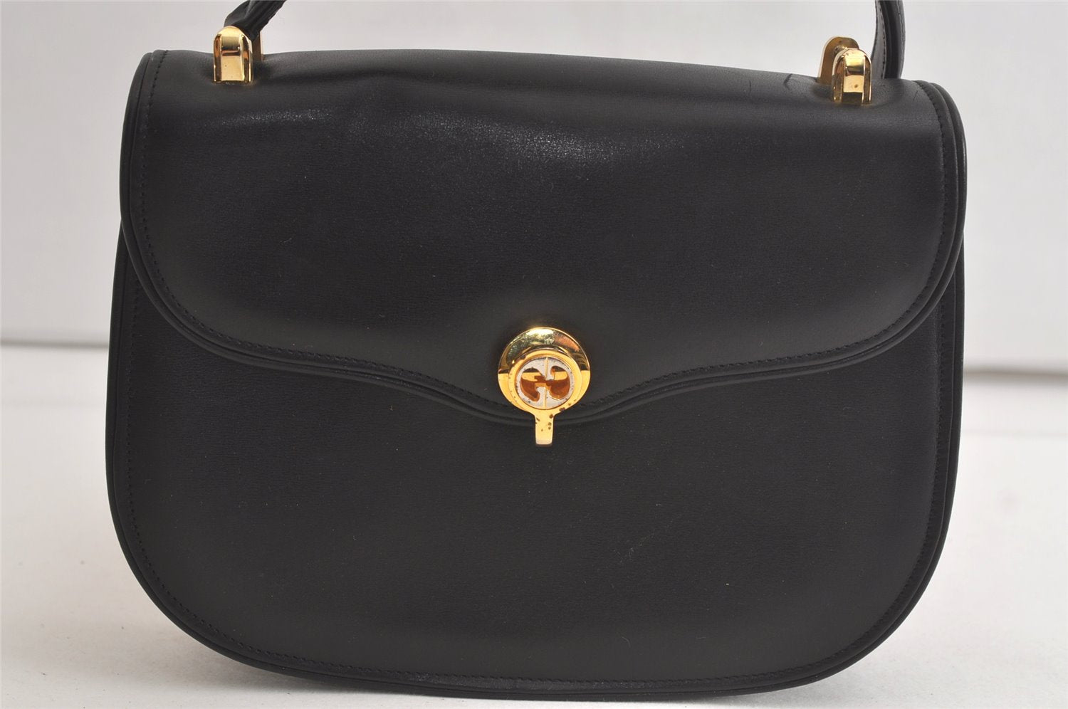Authentic GUCCI Vintage Hand Bag Purse Leather Black Junk 5490K