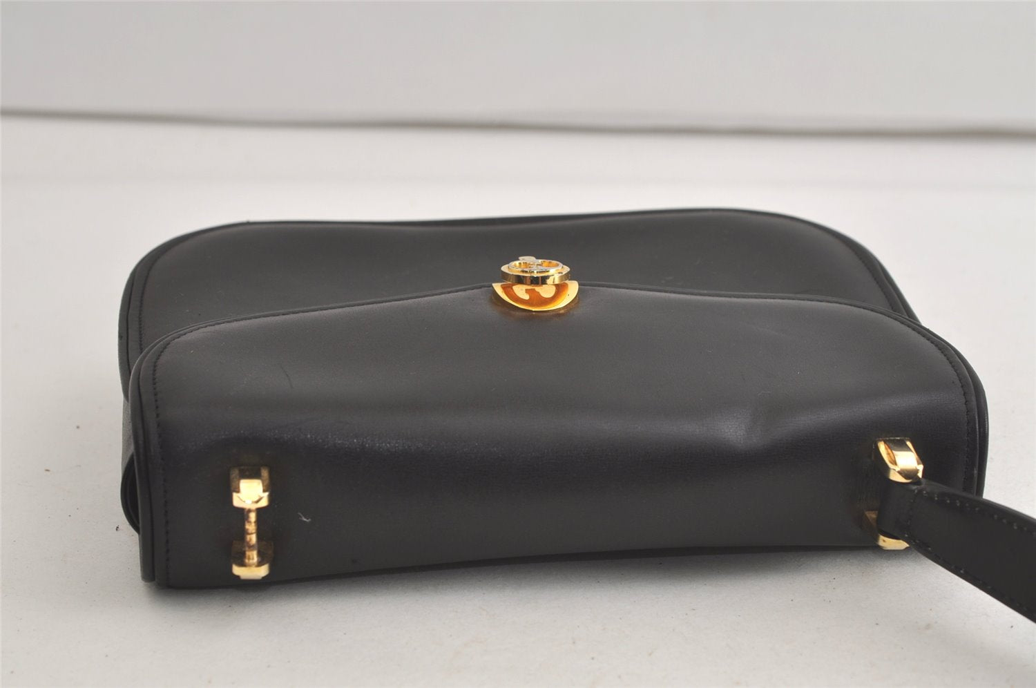 Authentic GUCCI Vintage Hand Bag Purse Leather Black Junk 5490K