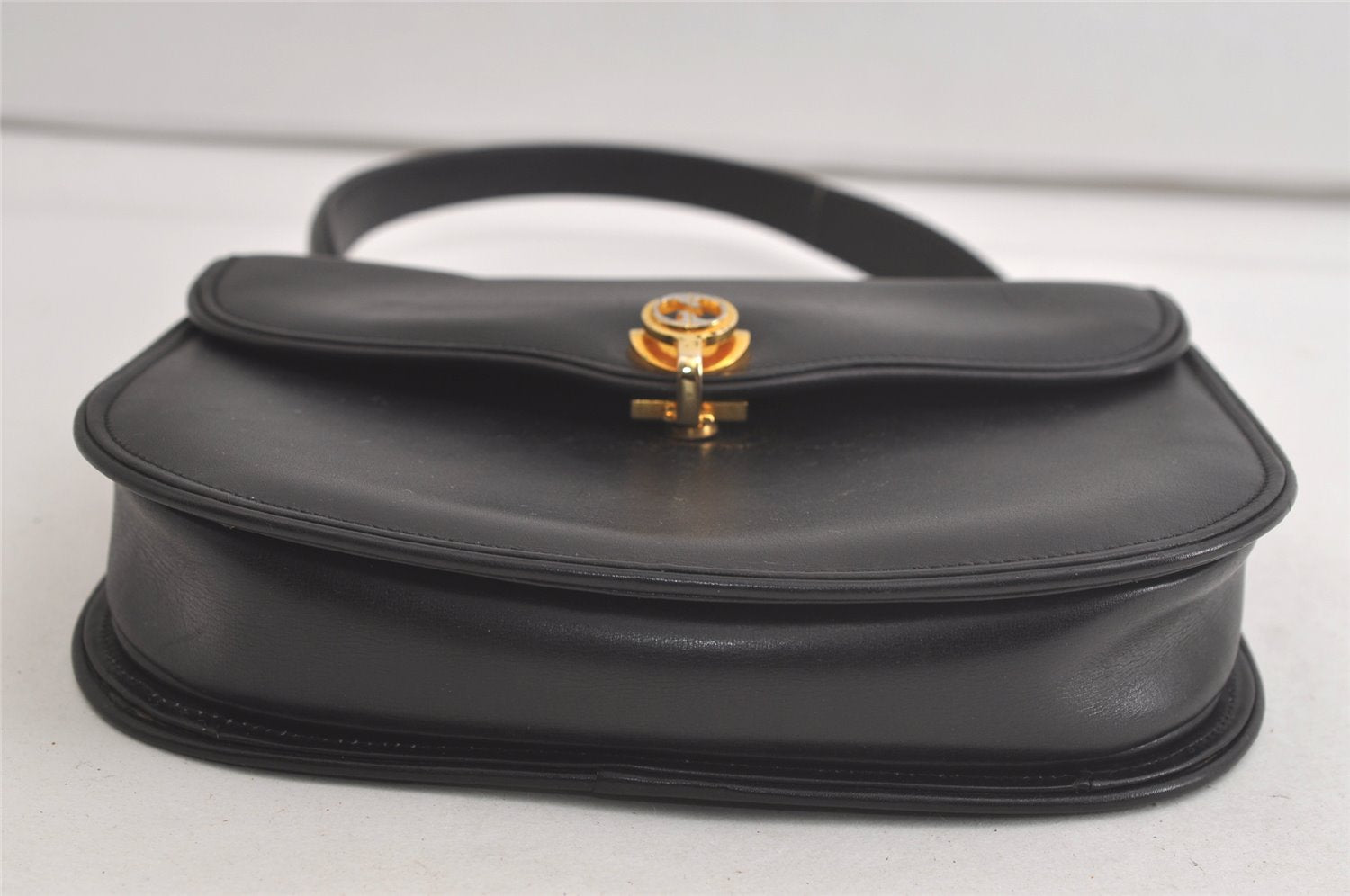 Authentic GUCCI Vintage Hand Bag Purse Leather Black Junk 5490K