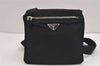 Authentic PRADA Nylon Tessuto Leather Shoulder Cross Body Bag Purse Black 5491J