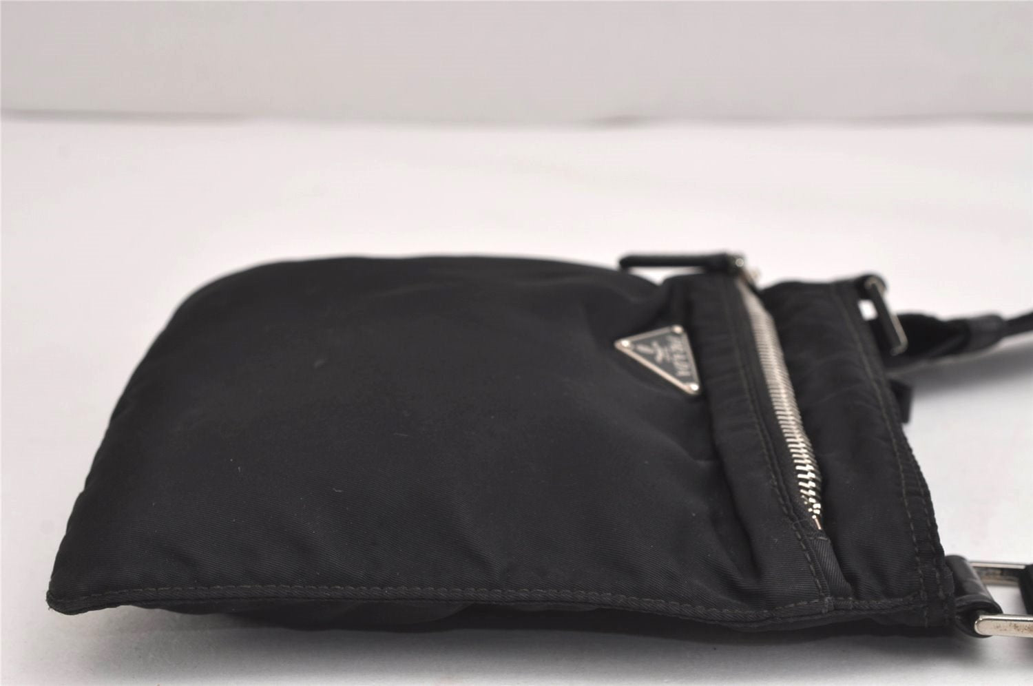 Authentic PRADA Nylon Tessuto Leather Shoulder Cross Body Bag Purse Black 5491J