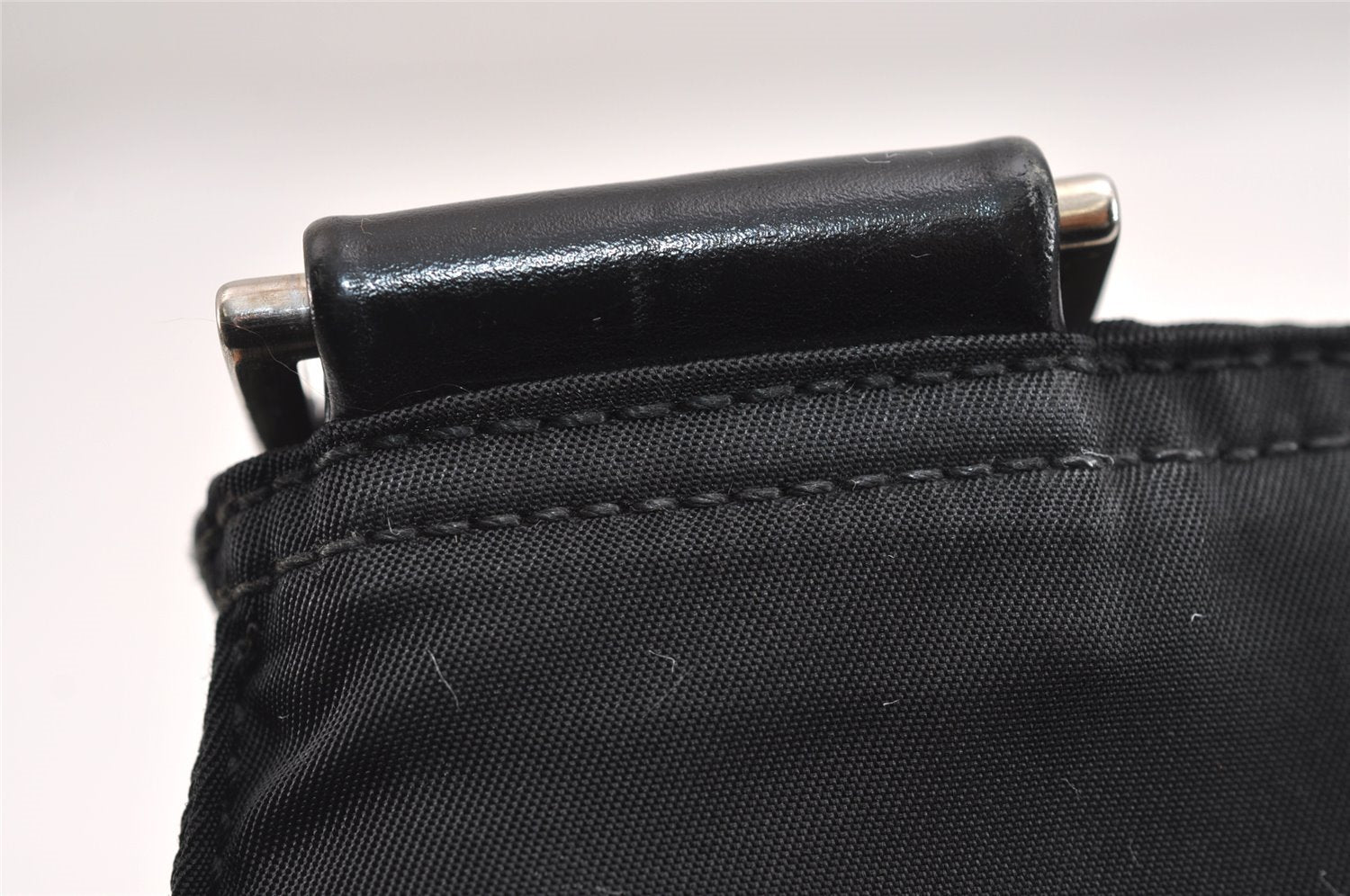 Authentic PRADA Nylon Tessuto Leather Shoulder Cross Body Bag Purse Black 5491J