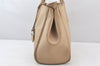 Authentic Salvatore Ferragamo Gancini Leather Shoulder Tote Bag Beige 5492K