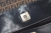 Authentic FENDI Zucchino Shoulder Tote Bag Canvas Leather Navy Blue 5493K