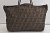 Authentic FENDI Vintage Zucca Shoulder Tote Bag Nylon Leather Brown Junk 5495K