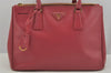 Authentic PRADA Saffiano Leather Vintage 2Way Shoulder Hand Bag Pink 5498J
