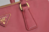 Authentic PRADA Saffiano Leather Vintage 2Way Shoulder Hand Bag Pink 5498J