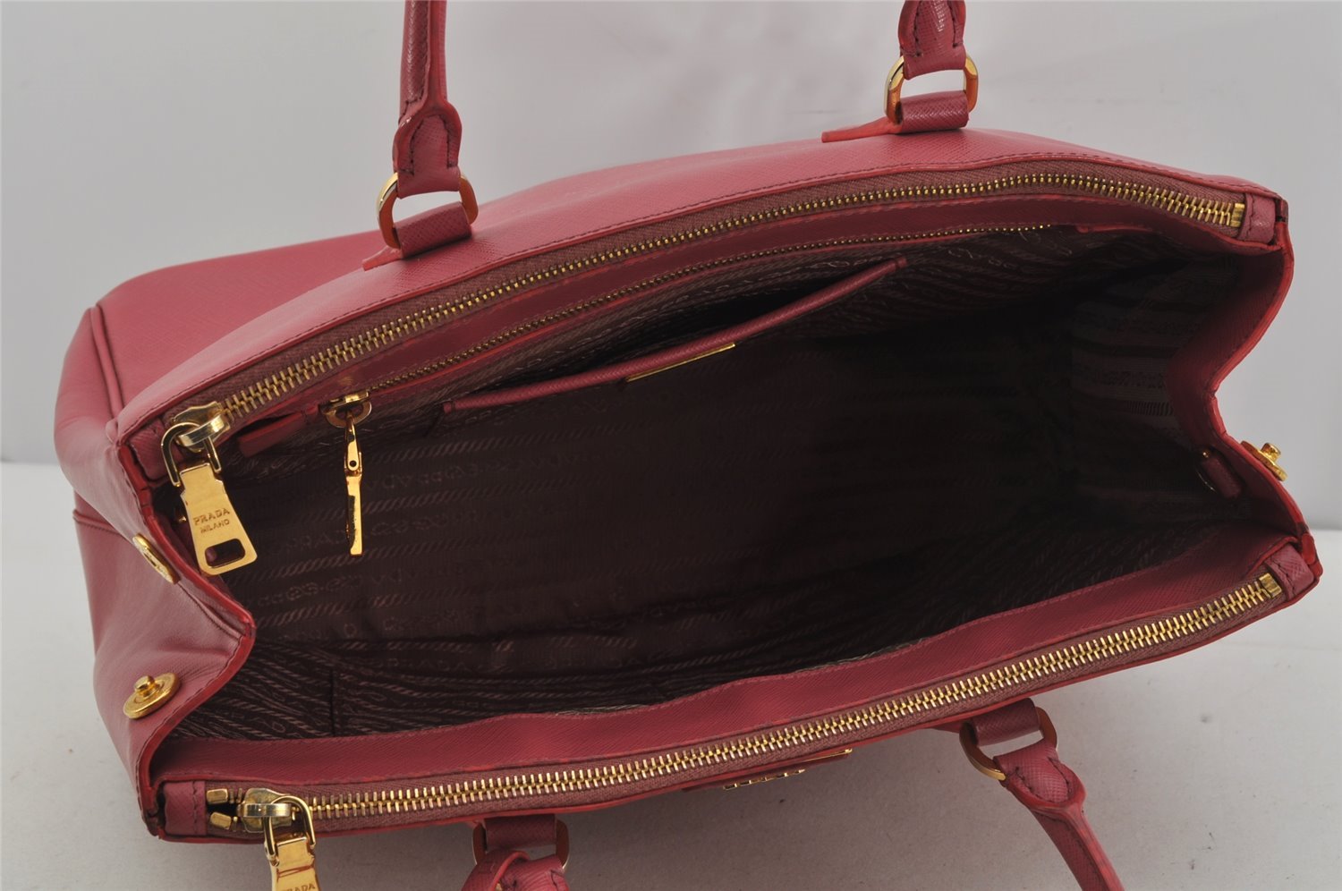 Authentic PRADA Saffiano Leather Vintage 2Way Shoulder Hand Bag Pink 5498J