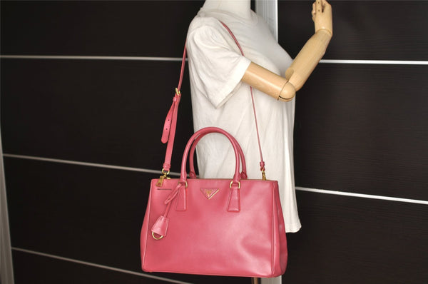 Authentic PRADA Saffiano Leather Vintage 2Way Shoulder Hand Bag Pink 5498J