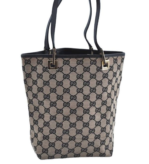 Authentic GUCCI Shoulder Tote Bag Purse GG Canvas Leather 0021099 Black 5501H