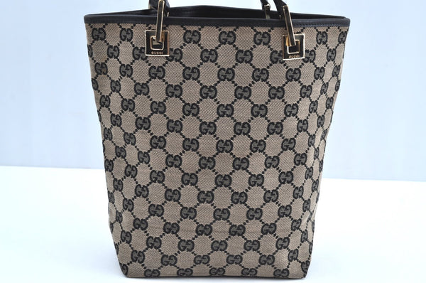 Authentic GUCCI Shoulder Tote Bag Purse GG Canvas Leather 0021099 Black 5501H